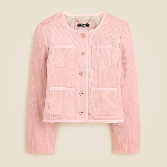J. Crew Jackets & Blazers - J crew mineral pink Patch-pocket lady jacket in stretch corduroy